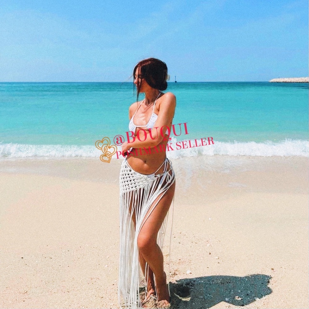 BLOGGERS FAV ZARA CROCHETED PAREO FRINGE SKIRT - Picture 10 of 14